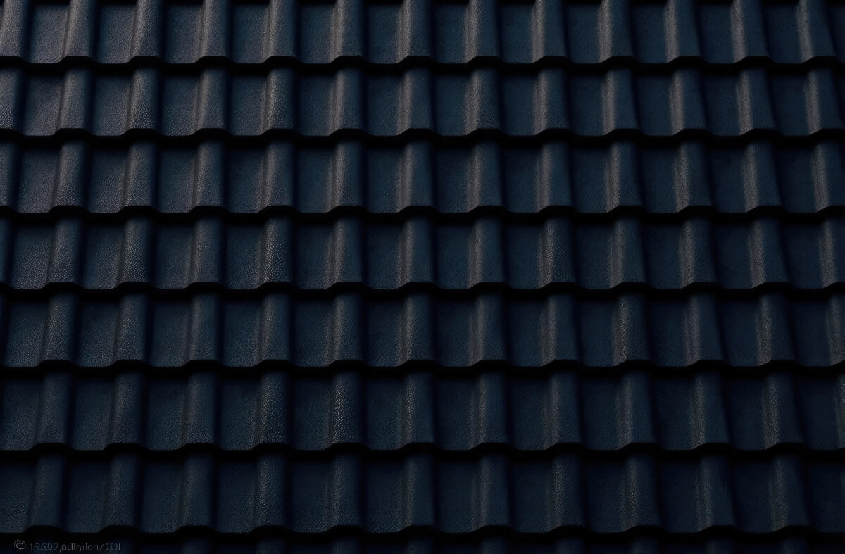 Ciemny dach z paneli, związany z tematyką sprzątania terenów przemysłowych.